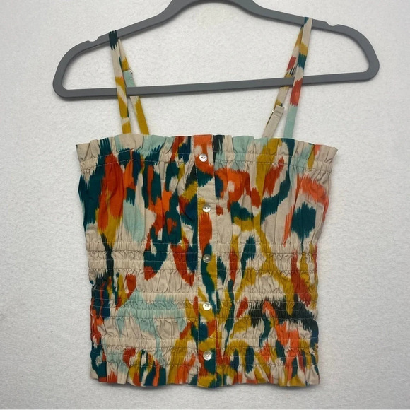 Chufy Tank Blouse Ruched Smocked Crop S Jimmy Tara Red - Picture 6 of 11